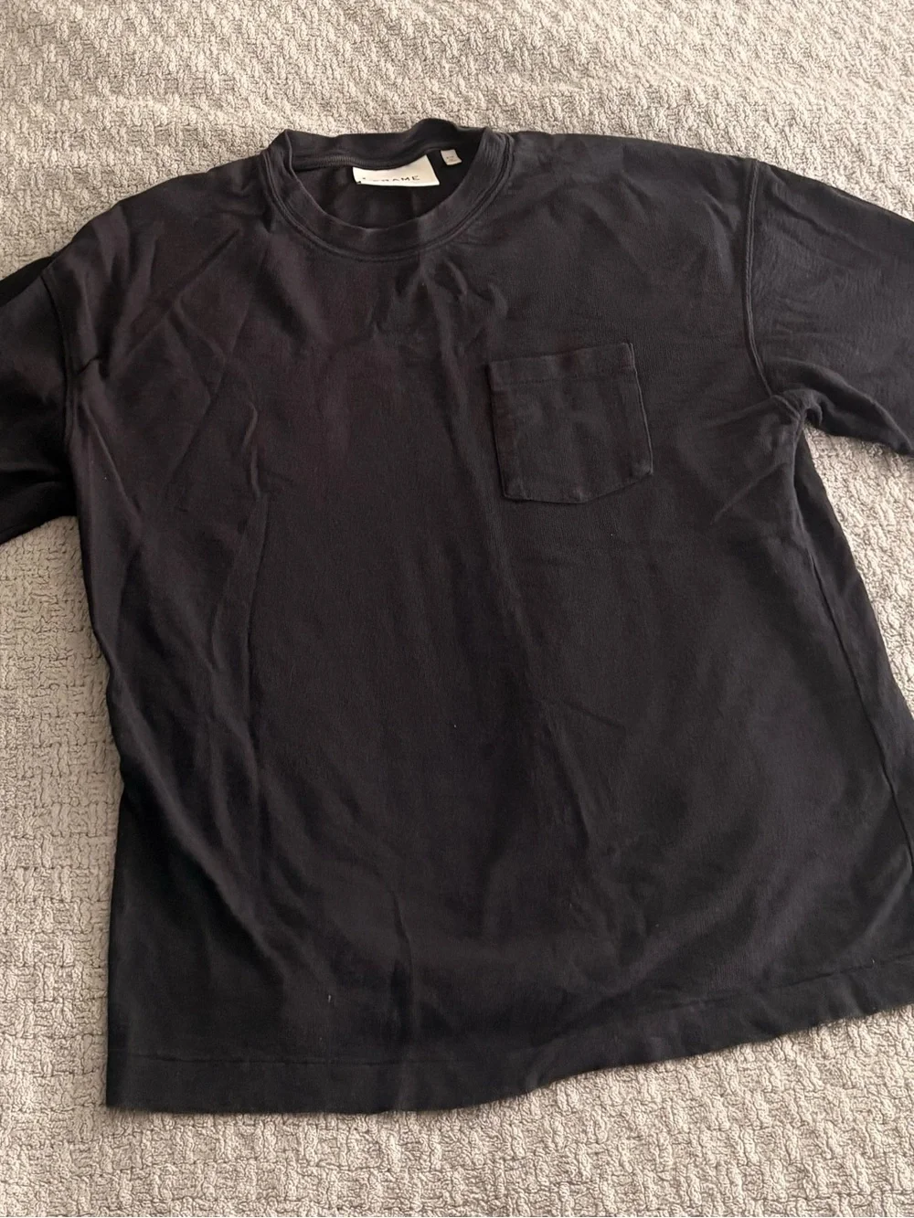 Frame Men's Long-Sleeve Pocket Crewneck Shirt - Black